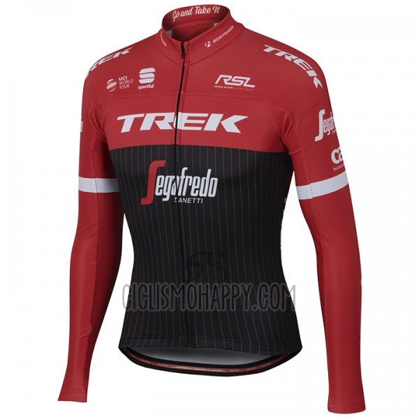 Trek Segafredo Cycling Jersey Bib Tight 2017 Long Sleeve Red and Black